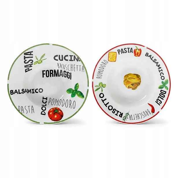 Hluboké talíře na těstoviny Porcelánové 24,5 cm Sada 12 kusů Barevné