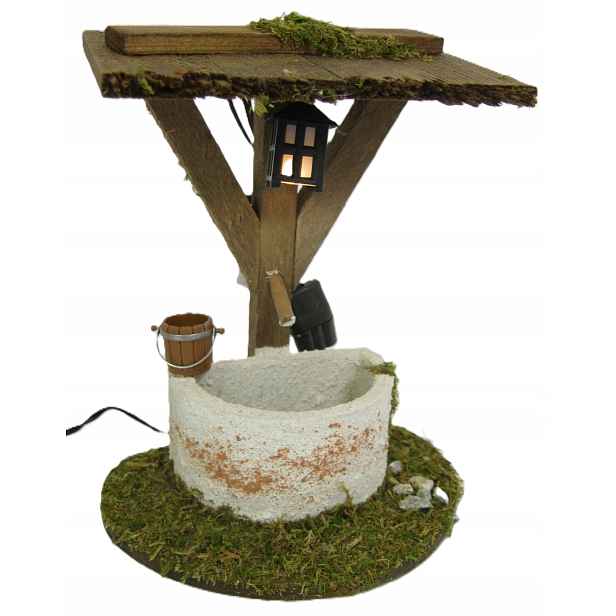 Krásná osvětlená studna s lucernou – výška 14 cm