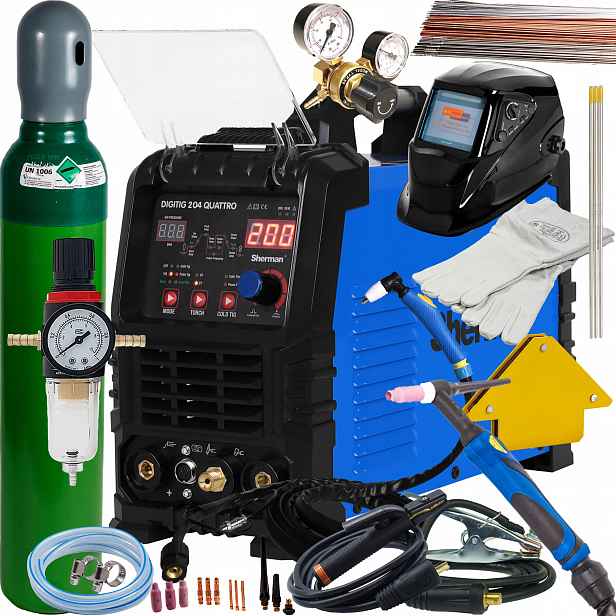 Sherman Digitig 204 Quattro Tig svařovací stroj Mma Plazma Cold Tig 230V SET1
