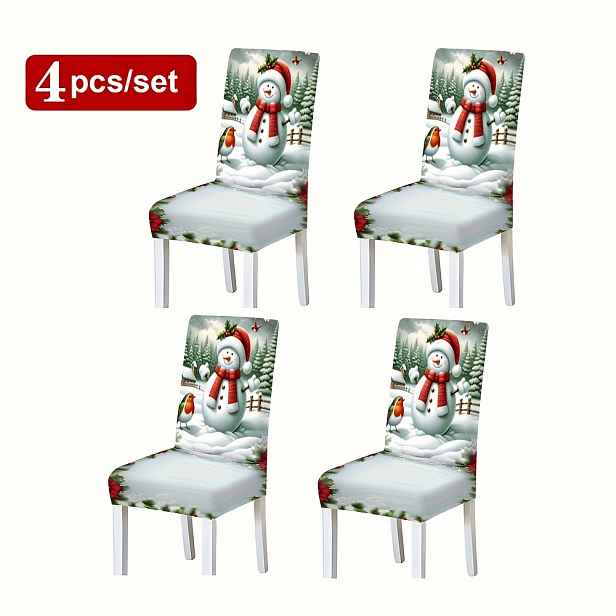 TEMU Dokriy 2/4/6 ks, Vysoce kvalitní polyesterové potahy na židle s vánoční tématikou, moderní a elegantní designy, kompletní potahy na opěradla