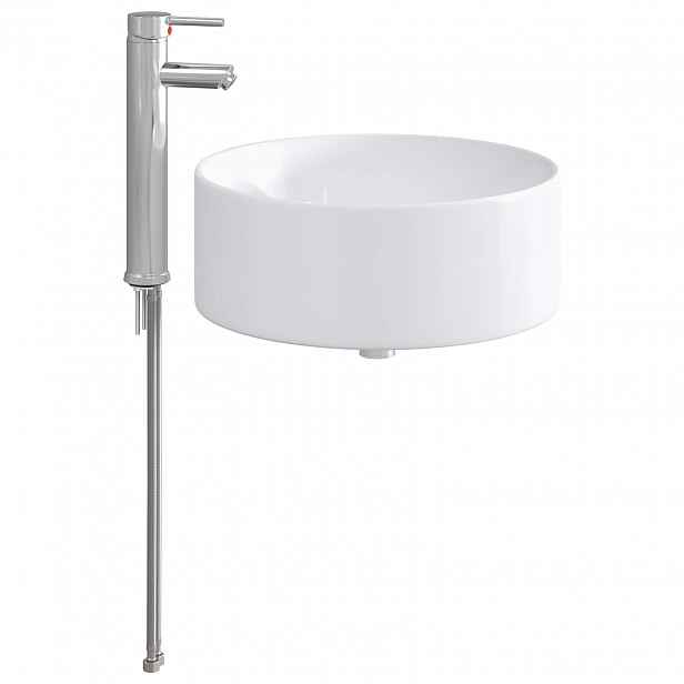 vidaXL Umývadlo s baterií a odpadem Chrom 40,5 x 40,5 x 15,5 cm
