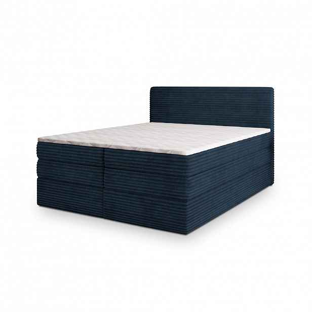 MASSENO POSTEL BOXSPRING LUNERA 160x200 cm, s matrací a úložným prostorem, modrá