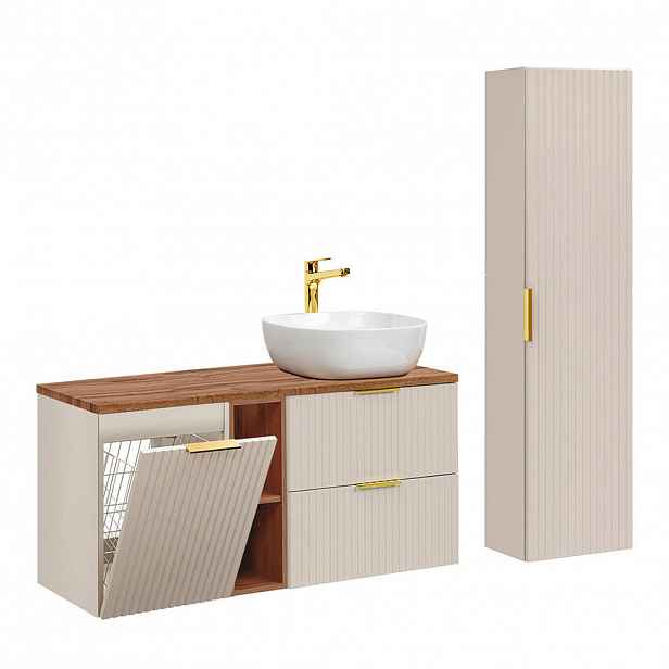 Petits-meubles KOUPELNOVÝ NÁBYTEK 120.8cm Adriel 2er-Set Kašmír a dřevo