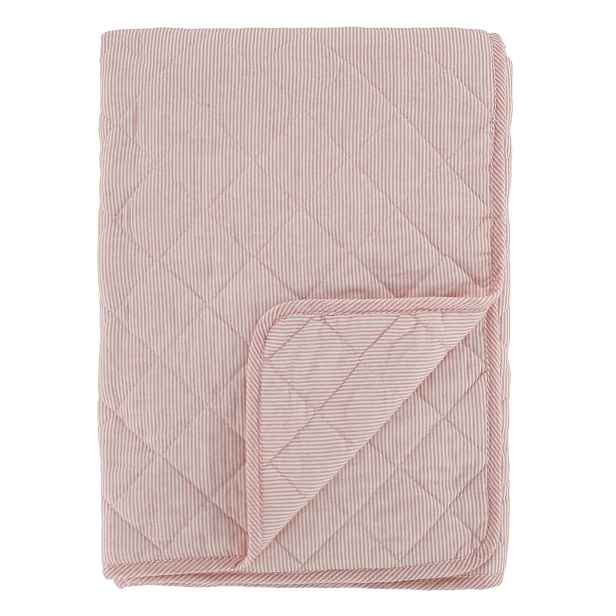 Růžový pruhovaný prošívaný přehoz Aix Quilt - 130*180 cm Chic Antique