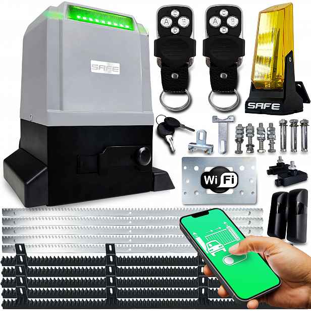 Set Pohon Pro Posuvnou Bránu 800 kg 2 dálkové ovládání lišty lampa Wifi pohon