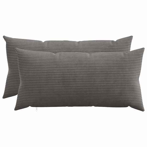 vidaXL Povlak na polštář 2 pcs HEERLEN Tmavě šedá 40 x 80 cm manšestr