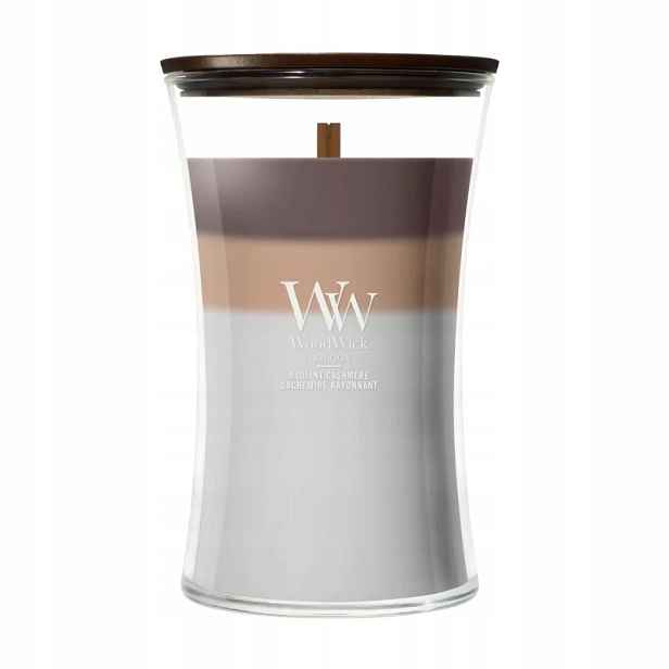WoodWick Radiant Cashmere – velká vonná svíčka Trilogy 610 g