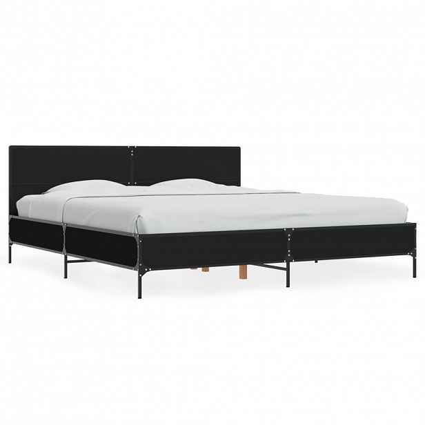 vidaXL Rám postele černý 200 x 200 cm kompozitní dřevo a kov