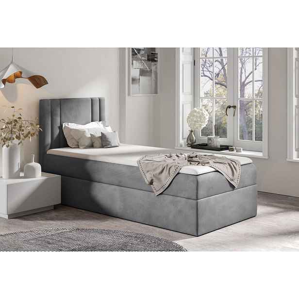 Boxspringová postel CELESTA MINI - 100x200, šedá + topper ZDARMA