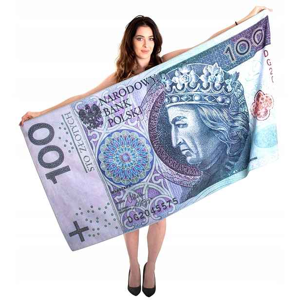 Koupelnová osuška 100 Pln mikrovlákno 80x160 cm potisk sto korun stovka