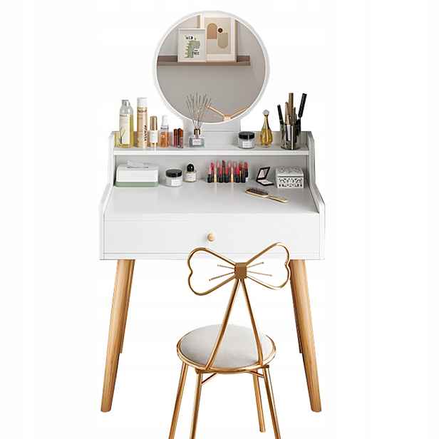 Toaletní Stolek Kosmetický Makeup Se Zrcadlem Bílý Skandinávský Loft Moderní