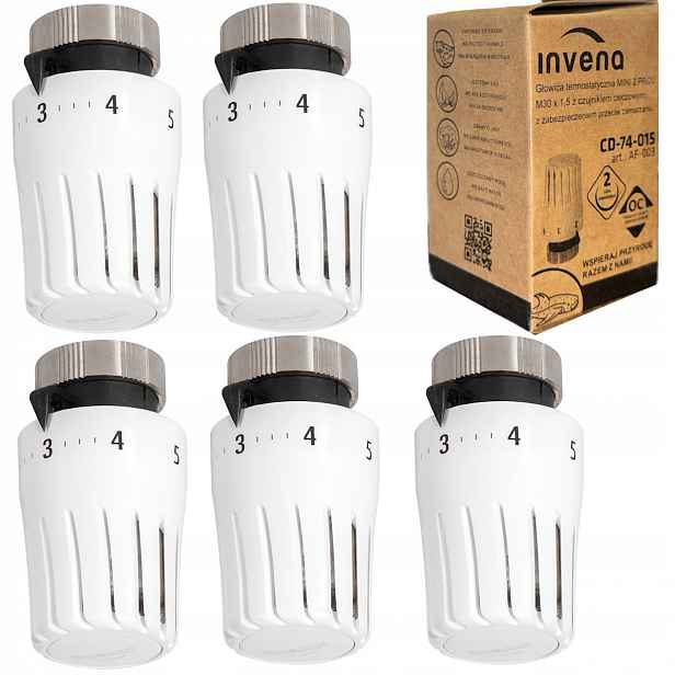 5x Termostatická hlavice pro radiátor mini 2 Prov Invena