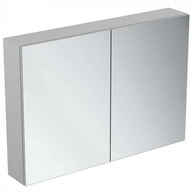 Ideal Standard Mirror&Light - Zrcadlová skříňka s LED osvětlením a zásuvkou, 100x70 cm, hliník T3498AL