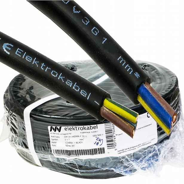 Kabel dílenský gumový Ow 3x1 Cu měděný 50 m