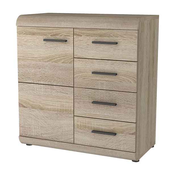 MASSENO KOMODA LEGAME, 80/87/42 cm se 4 zásuvkami, počet dvířek: 1, dub Sonoma
