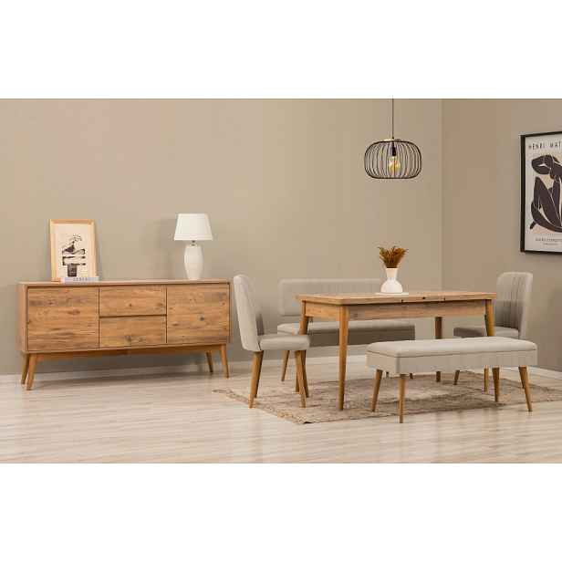 Set s rozkládacím stolem, židlemi a konzolou (6 kusů) Vina Bench 04 1005 - Atlantic Pine, Cream