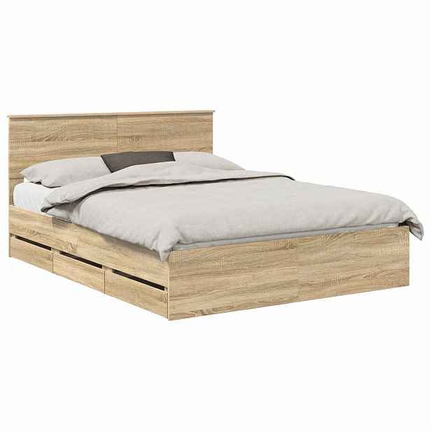 vidaXL Rám postele s čelo Sonoma dub 150 x 200 cm Inženýrské dřevo