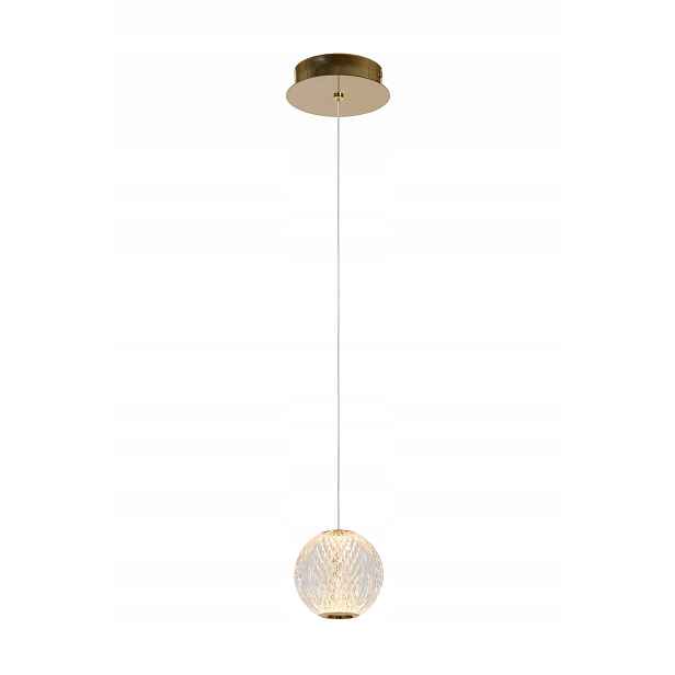 Závěsná lampa zlatá Led glamour křišťálová koule 14 cm do ložnice Lucide
