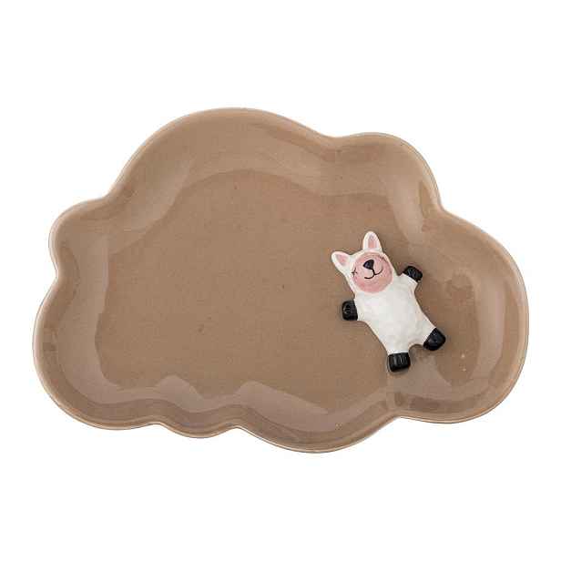Hnědý dětský talíř z kameniny 14x20 cm Dolly – Bloomingville Mini