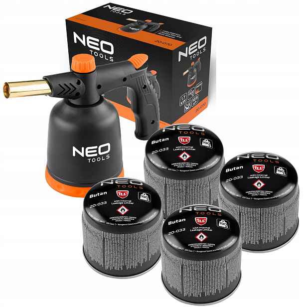 Plynová lampa pájecí hořák Piezo 360 plynová náplň 190 g Neo
