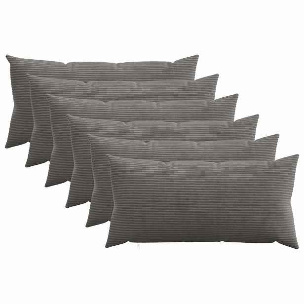 vidaXL Povlak na polštář 6 pcs HEERLEN Tmavě šedá 40 x 80 cm manšestr