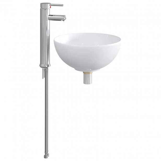 vidaXL Umývadlo s baterií a odpadem Chrom 32 x 32 x 13 cm Keramika