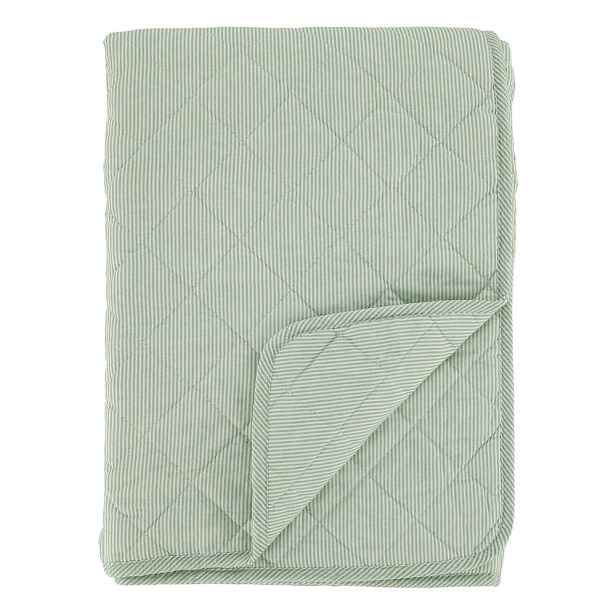Zelený pruhovaný prošívaný přehoz Aix Quilt - 130*180 cm Chic Antique