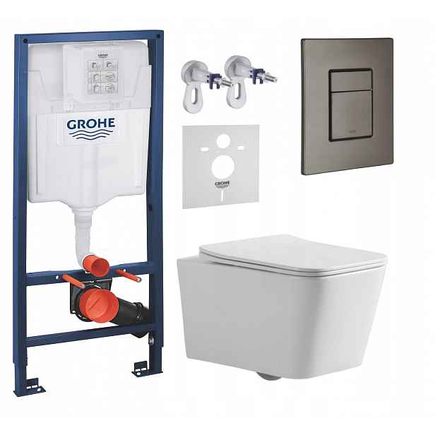 Podomítkový Wc set Grohe s mísou Bilovec Tlačítko Grafit Kartáčovaný Fresh