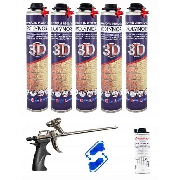 Pur Sprchová Pěna Polynor 3D Sada 5 x 850 ml s pistolí