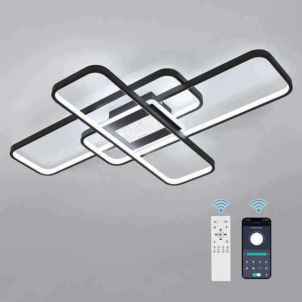 Stropní Led lampa 56W černá lustr s dálkovým ovládáním 3000-6500K 90 cm Comely