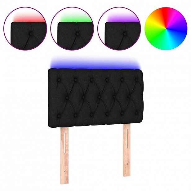 vidaXL Čelo postele s LED černé 80 x 7 x 78/88 cm textil