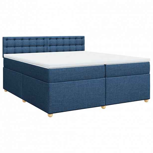 vidaXL Box spring postel s matrací modrá 200x200 cm textil