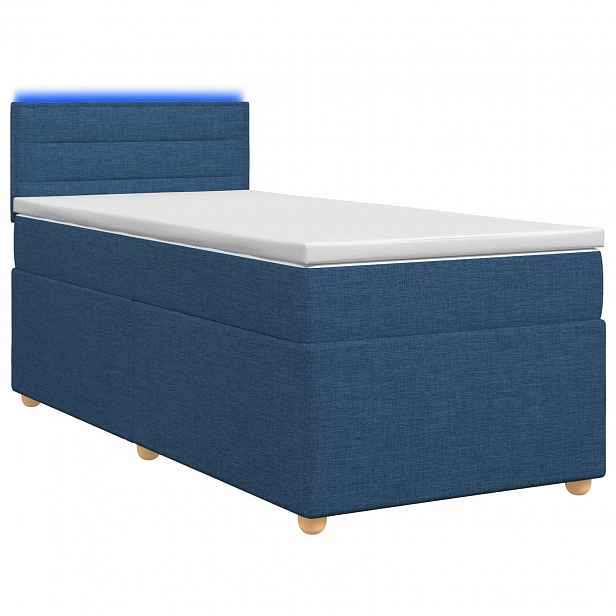 vidaXL Postel boxspring s matrací s čelo Modrá 100 x 200 cm Textil
