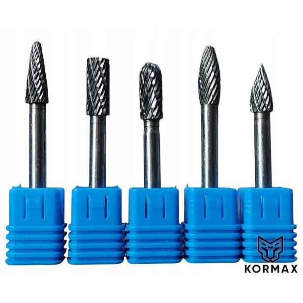 Rychlootáčkový frézovací rotační pilník 8 mm na kov s karbidem Set 5ks