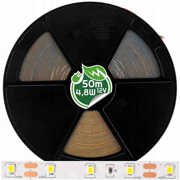 Led pásek 4,8W/1m 12V Váleček 50m 240W Smd 2835 Pro Osvětlení Nábytku 3 Barvy
