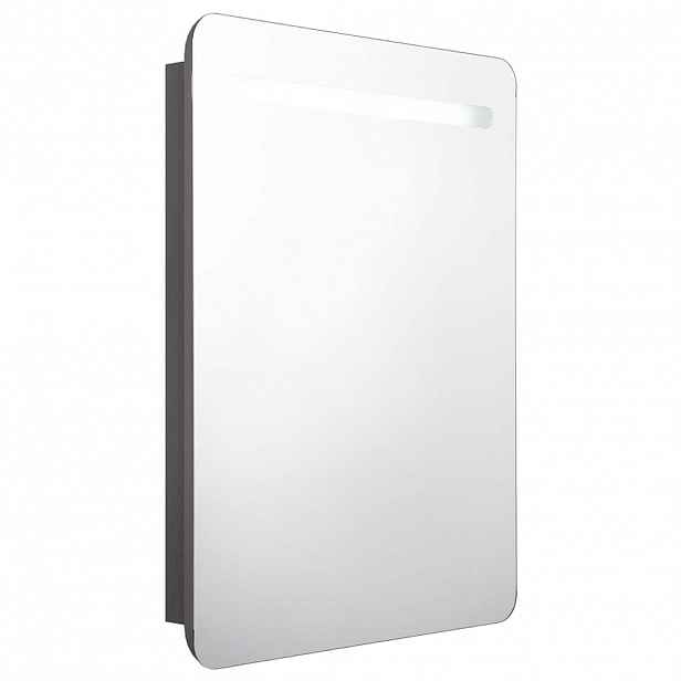 vidaXL LED koupelnová skříňka se zrcadlem šedá 60 x 11 x 80 cm
