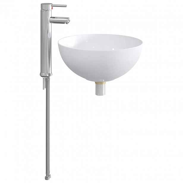 vidaXL Umývadlo s baterií a odpadem Chrom 35,5 x 35,5 x 14,5 cm
