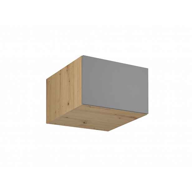 Horní hluboká skříňka s výklopnými dvířky VALEN - šířka 60 cm, dub artisan / šedobéžová