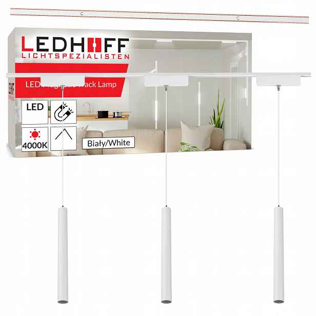 Magnetické kolejnicové osvětlení Szyna 1 m 3x závěsná Led lampa Tuba bílá