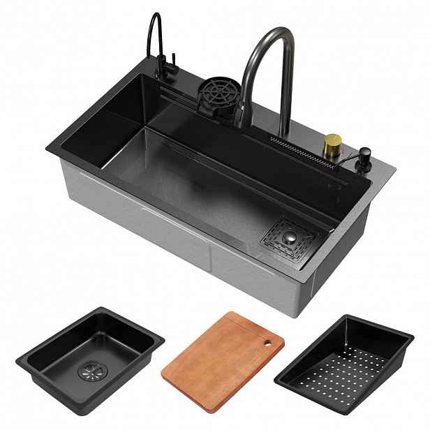 ML-DESIGN MULTIFUNKČNÍ DŘEZ 80 x 46 cm antracitový z nerezové oceli