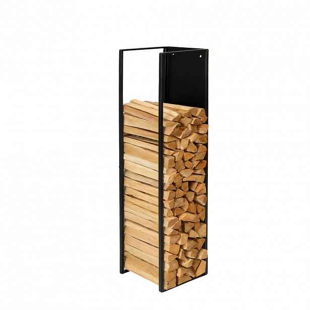 Relaxdays REGÁL NA PALIVOVÉ DŘEVO Černá kov na stěnu 120 cm