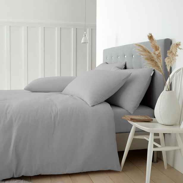 Šedé flanelové povlečení na dvoulůžko/prodloužené 230x220 cm Brushed – Catherine Lansfield