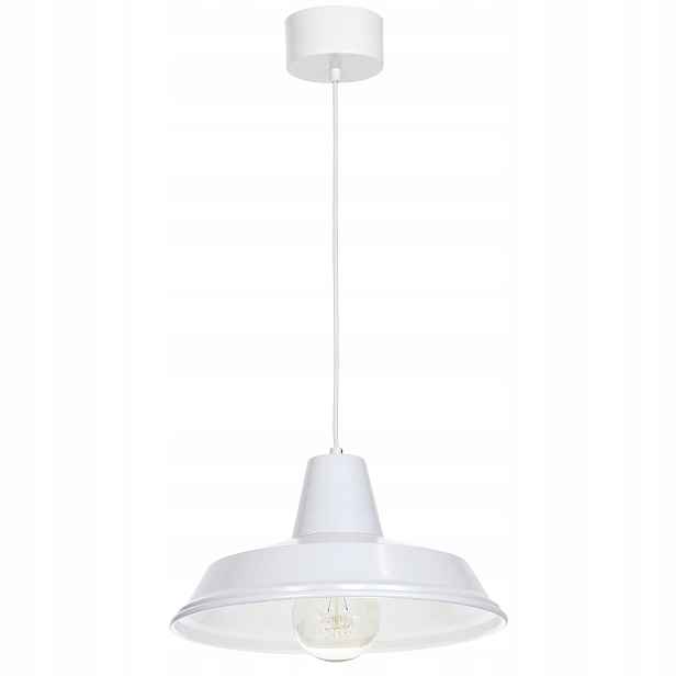 Závěsná lampa loft industriální bílá kulatá 36 cm do kuchyně Luminex