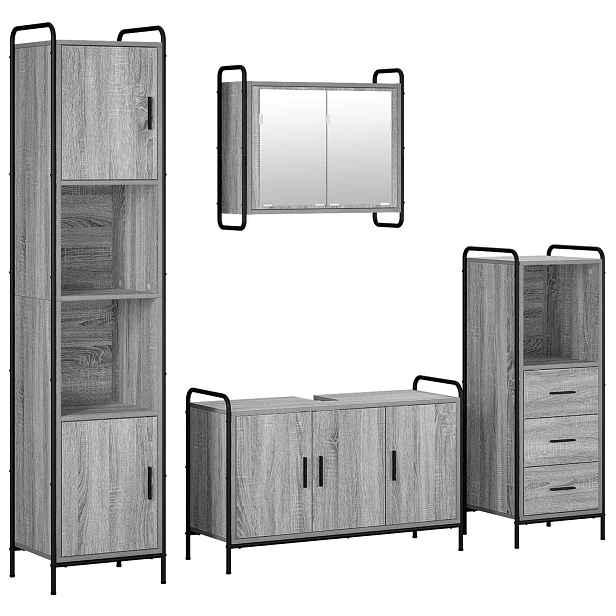 vidaXL Sada koupelnových skříněk 4 ks Šedý Sonoma 40 x 36 x 181 cm