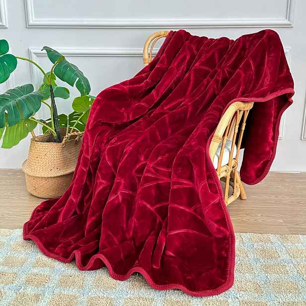 Bordová Teplá Deka Silná Měkká Přehozová Deka Na Postel Pohovka 200x220 LIV