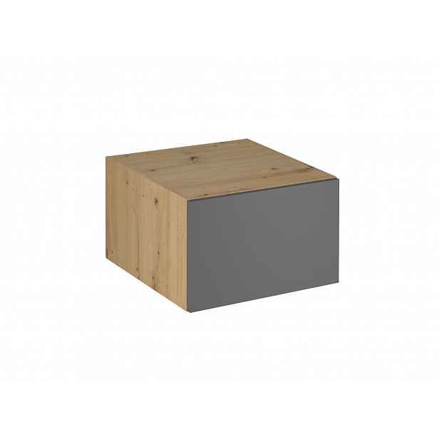 Horní hluboká skříňka s výklopnými dvířky VALEN - šířka 60 cm, dub artisan / šedá