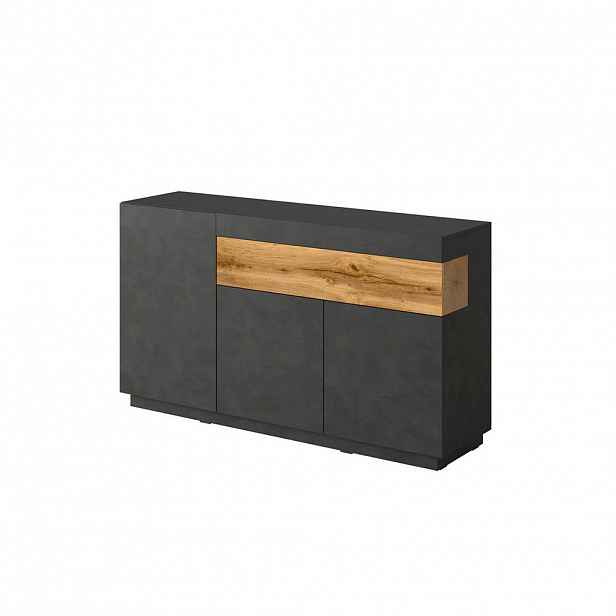 Petits-meubles SIDEBOARD Andrea Antracitově šedá a dřevo