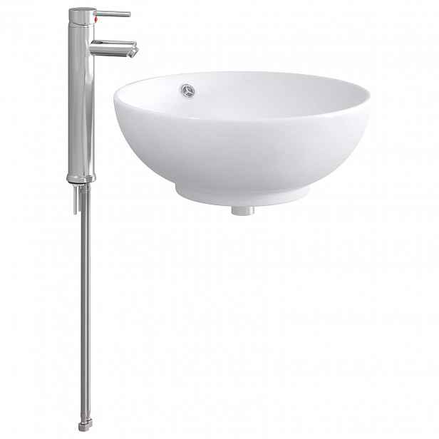 vidaXL Umývadlo s baterií a odpadem Chrom 44 x 44 x 16 cm Keramika