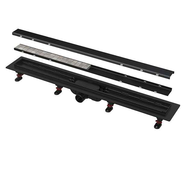 Žlab sprchový plastový Alca APZ19BLACK-650 včetně oboustranného roštu