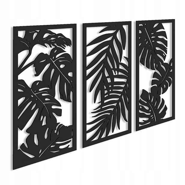 Dřevěný obraz Monstera panely 3D dekorace XL